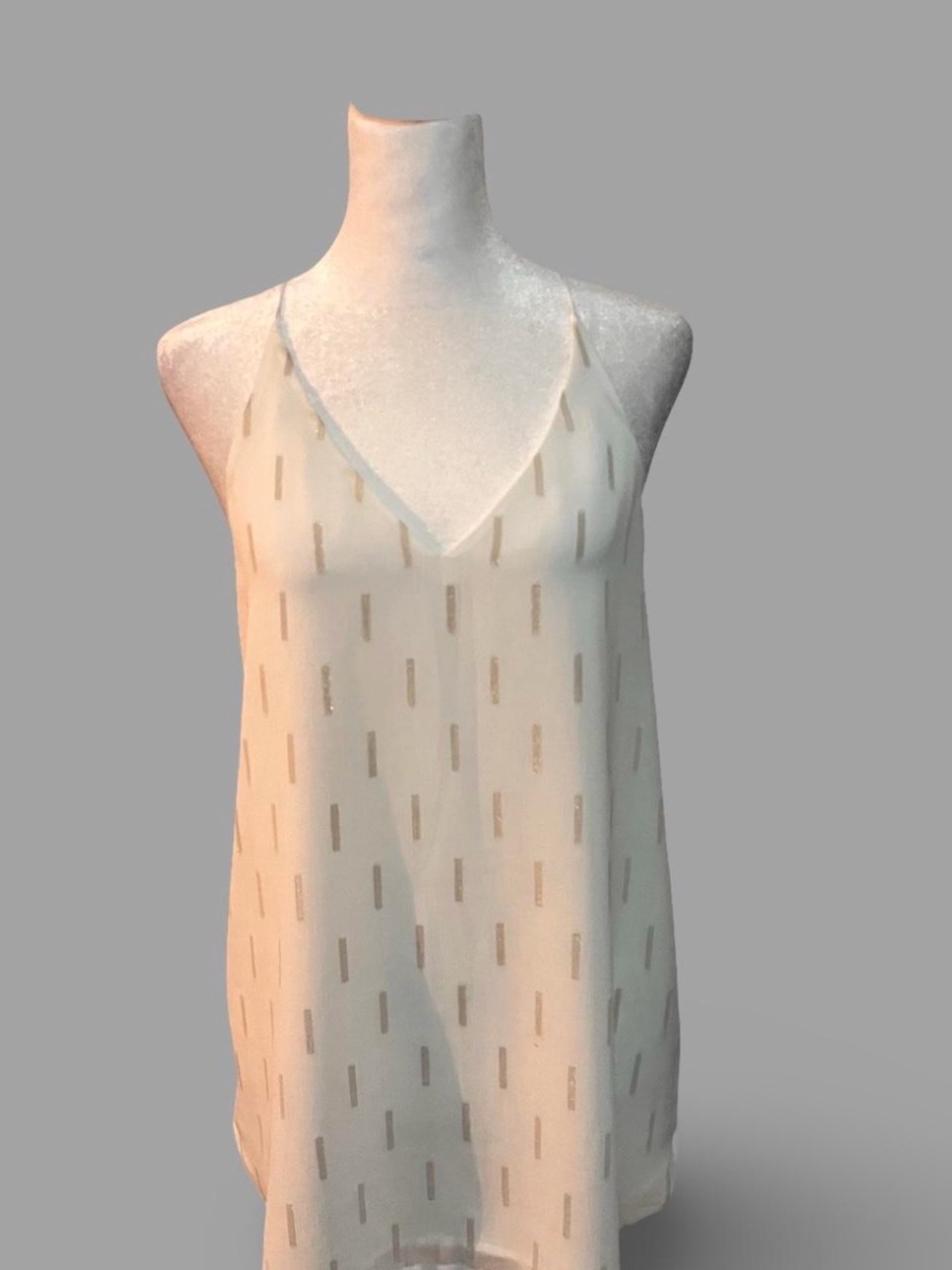 LOFT Cream Metallic-Trim V-Neck Camisole